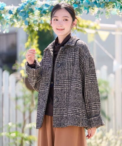 NGVAH36690 GIANNI LO GIUDICE [日本製]グレンチェックツイードコート