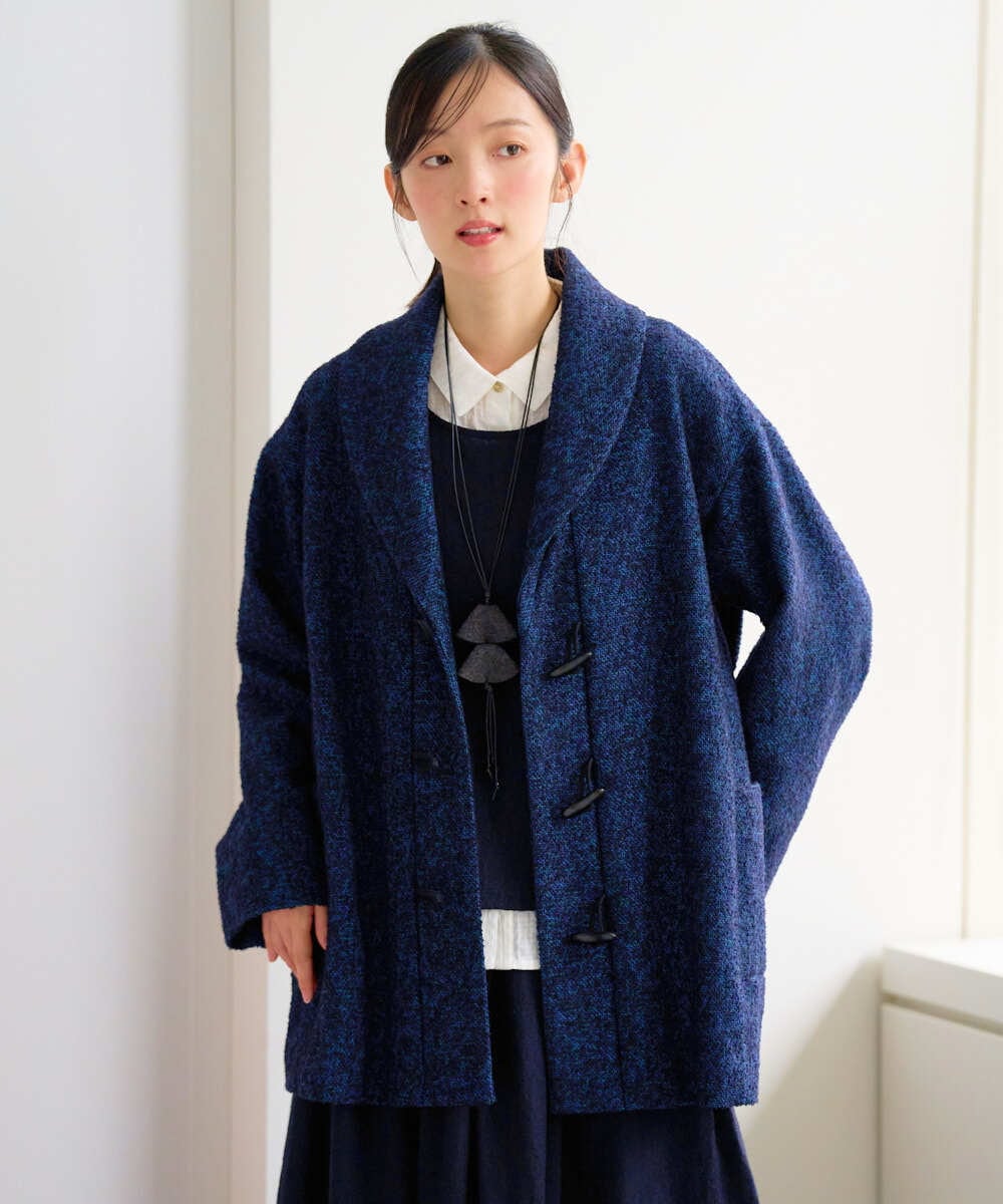 NGVAH45690 GIANNI LO GIUDICE(ジャンニ ロ ジュディチェ) [日本製]シャンブレーネップループツイードコート ネイビー