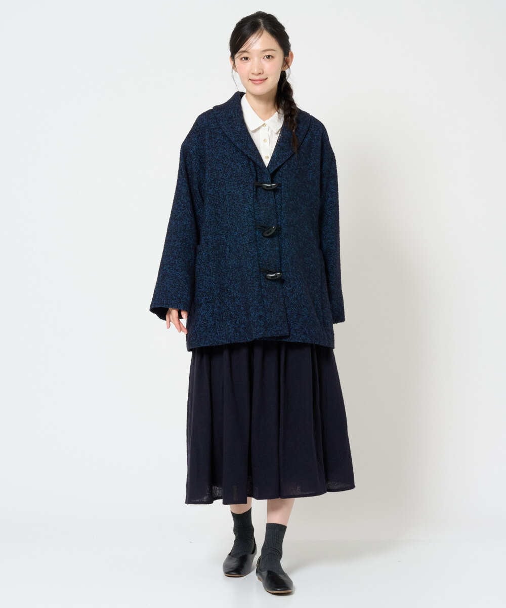 NGVAH45690 GIANNI LO GIUDICE(ジャンニ ロ ジュディチェ) [日本製]シャンブレーネップループツイードコート ネイビー