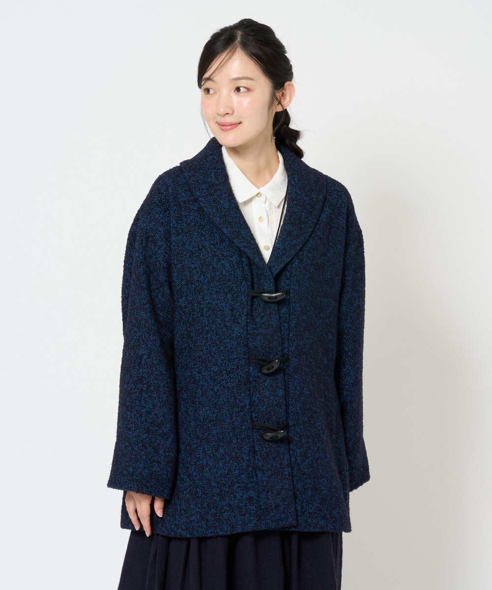NGVAH45690 GIANNI LO GIUDICE(ジャンニ ロ ジュディチェ) [日本製]シャンブレーネップループツイードコート ネイビー