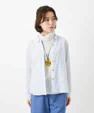 NHBEF14230 GIANNI LO GIUDICE(小さいサイズ)(メゾン ドゥ サンク) シャーリングシャンブレーブラウス ライトブルー