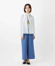 NHBEF14230 GIANNI LO GIUDICE(小さいサイズ)(メゾン ドゥ サンク) シャーリングシャンブレーブラウス ライトブルー