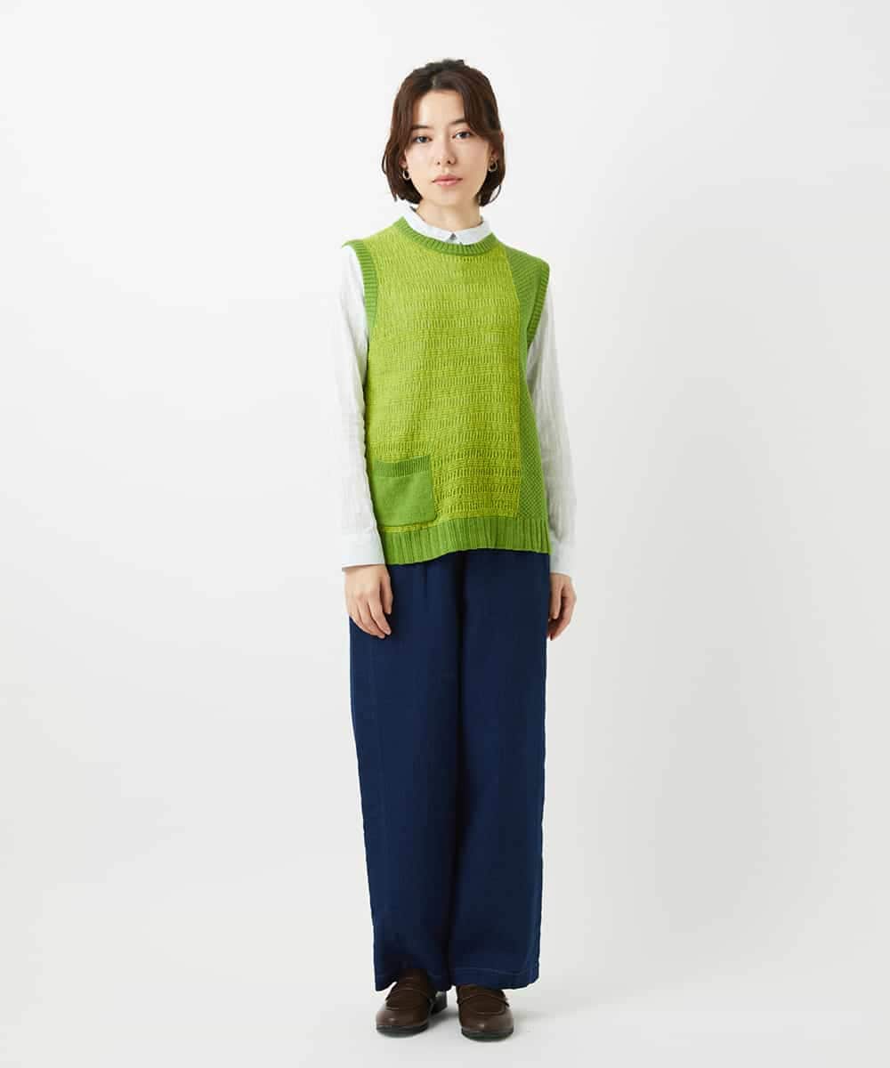 NHBEF14230 GIANNI LO GIUDICE(小さいサイズ)(メゾン ドゥ サンク) シャーリングシャンブレーブラウス ライトブルー