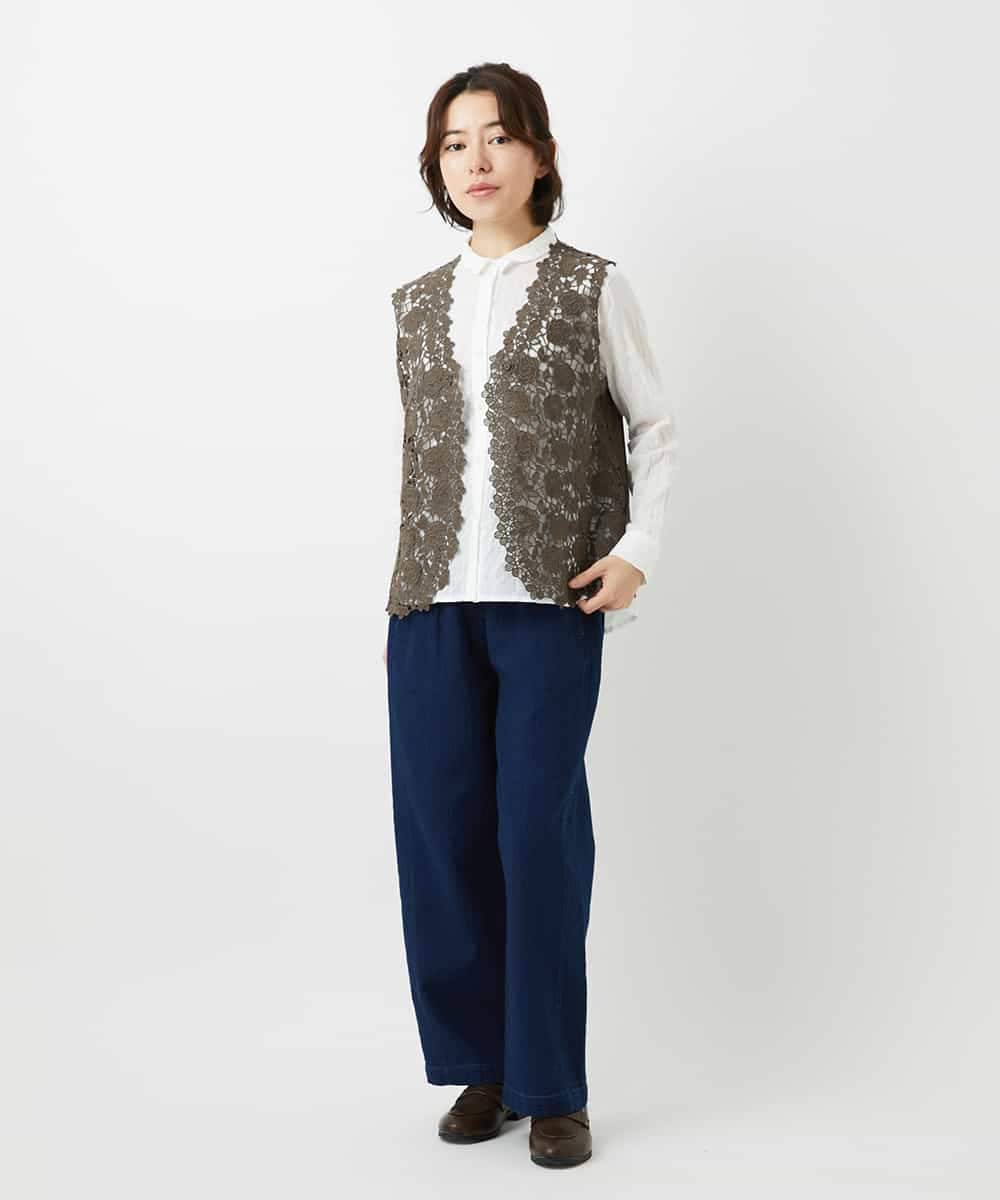 NHBEF14230 GIANNI LO GIUDICE(小さいサイズ)(メゾン ドゥ サンク) シャーリングシャンブレーブラウス ライトブルー