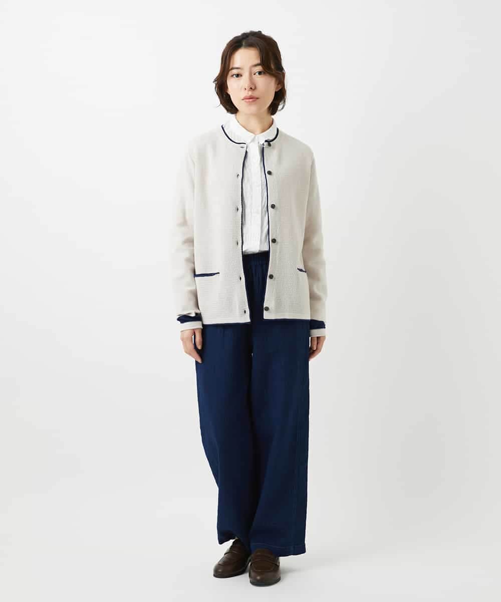 NHBEF14230 GIANNI LO GIUDICE(小さいサイズ)(メゾン ドゥ サンク) シャーリングシャンブレーブラウス ライトブルー