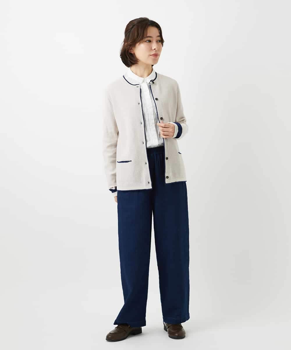 NHBEF14230 GIANNI LO GIUDICE(小さいサイズ)(メゾン ドゥ サンク) シャーリングシャンブレーブラウス ライトブルー