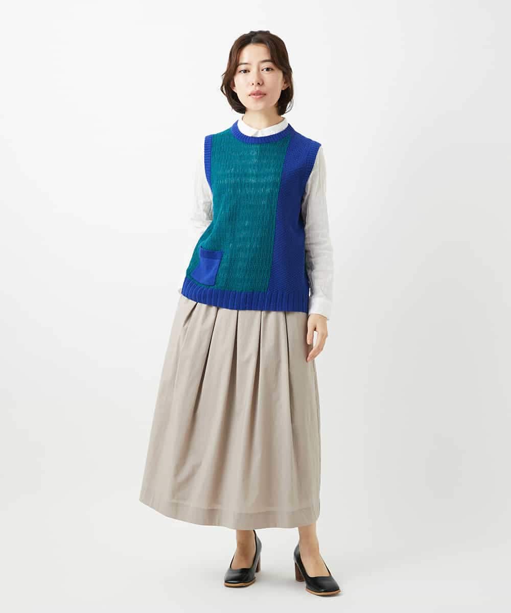 NHBEF14230 GIANNI LO GIUDICE(小さいサイズ)(メゾン ドゥ サンク) シャーリングシャンブレーブラウス ライトブルー