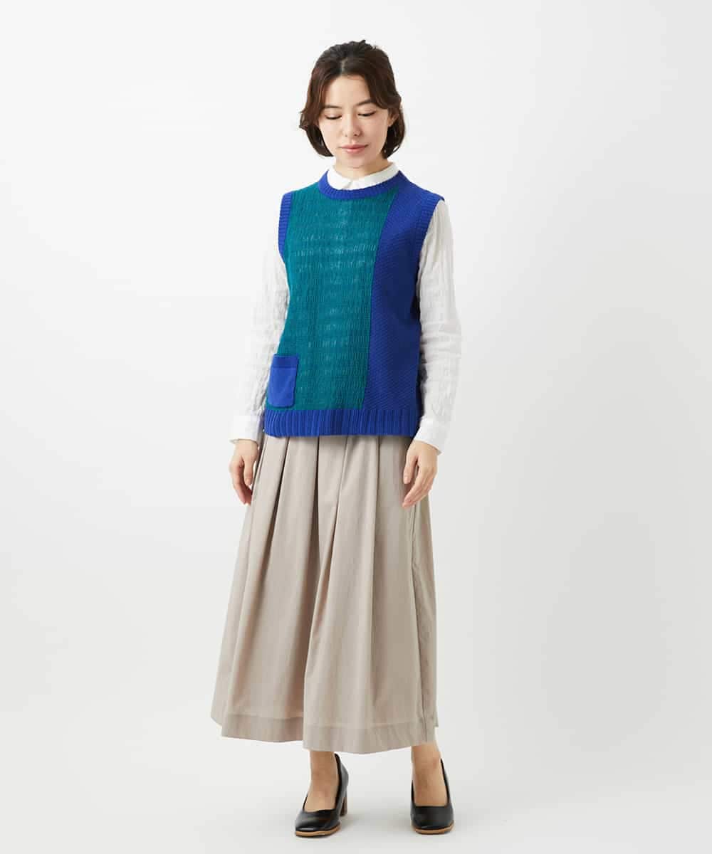 NHBEF14230 GIANNI LO GIUDICE(小さいサイズ)(メゾン ドゥ サンク) シャーリングシャンブレーブラウス ライトブルー