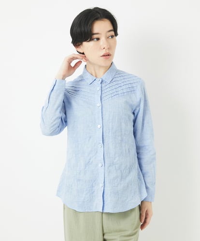 NHBGC92220 GIANNI LO GIUDICE(小さいサイズ) コットンリネンドット柄ピンタックブラウス