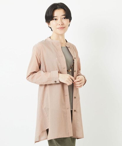 NHBGC94260 GIANNI LO GIUDICE(小さいサイズ) オーガニックコットンストライプチュニック丈ブラウス