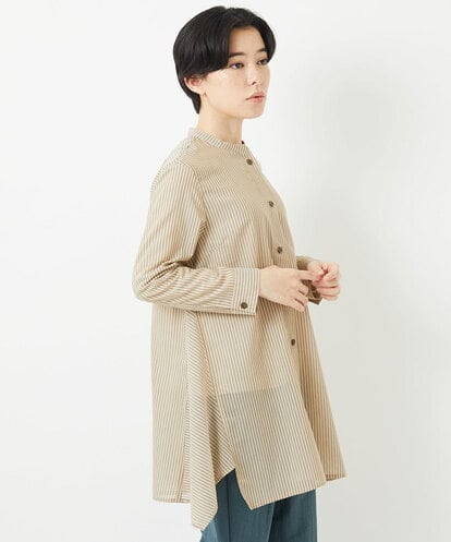 NHBGC94260 GIANNI LO GIUDICE(小さいサイズ) オーガニックコットンストライプチュニック丈ブラウス