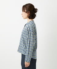 NHBGD23250 GIANNI LO GIUDICE(小さいサイズ)(メゾン ドゥ サンク) 塩縮ギンガムプリントブラウス ブルー×グリーン