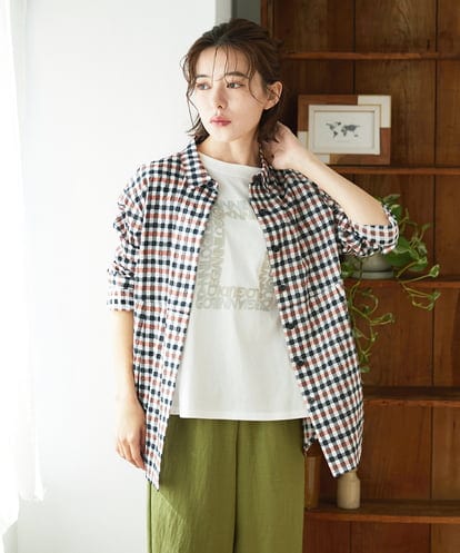 NHBGD24270 GIANNI LO GIUDICE(小さいサイズ) 塩縮ギンガムプリントチュニックブラウス