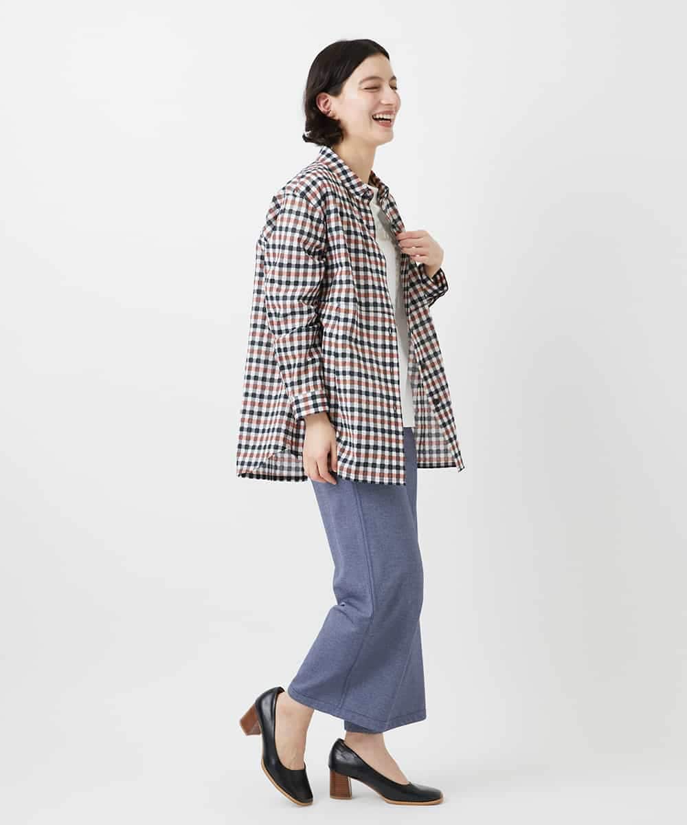 NHBGD24270 GIANNI LO GIUDICE(小さいサイズ)(メゾン ドゥ サンク) 塩縮ギンガムプリントチュニックブラウス ブルー×グリーン