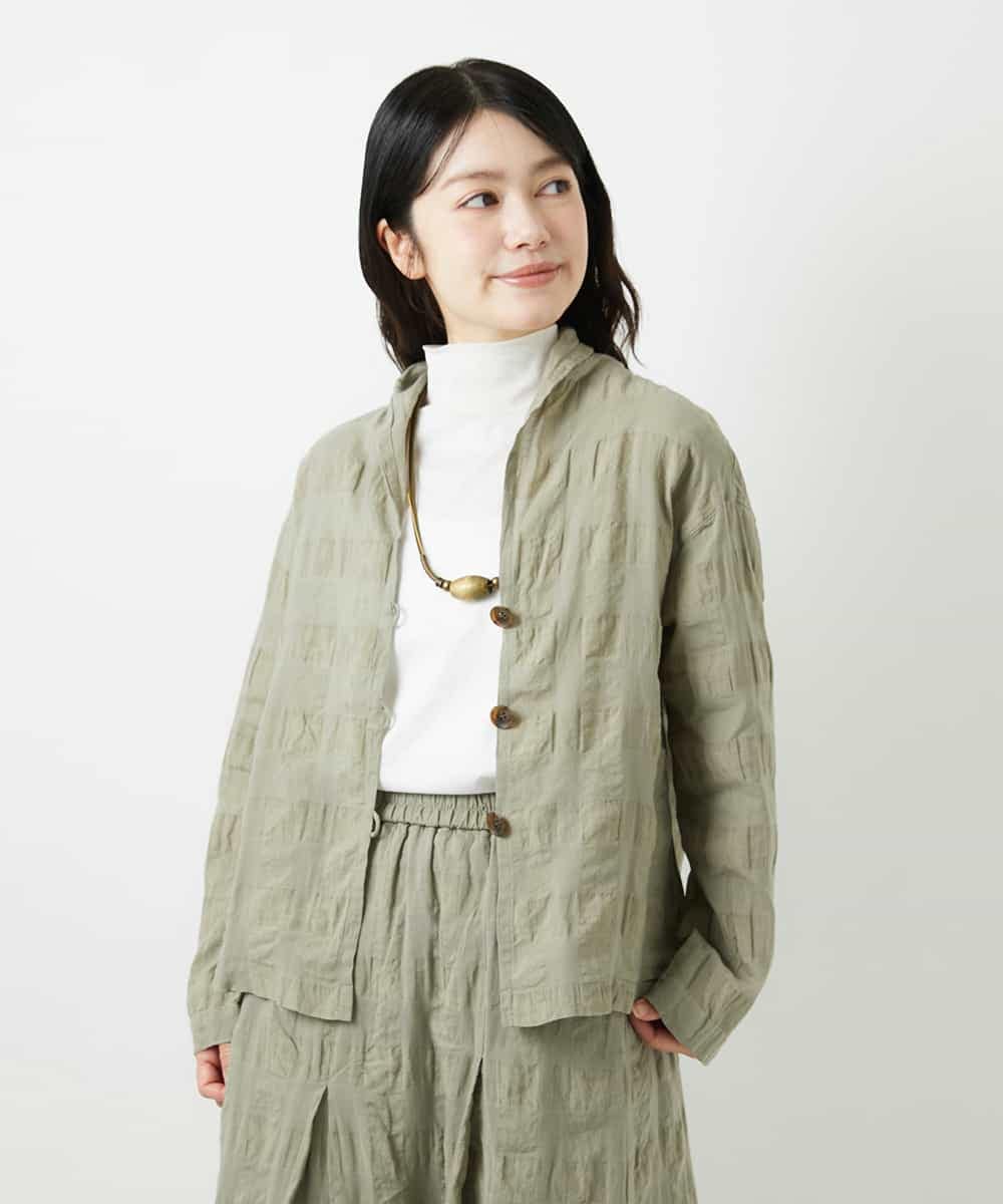 NHBGE53360 GIANNI LO GIUDICE(小さいサイズ)(メゾン ドゥ サンク) [セットアップ対応]シャドーチェックブラウス グリーン