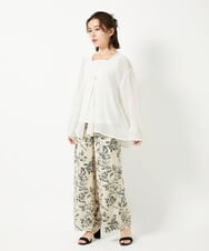 NHBGE54270 GIANNI LO GIUDICE(小さいサイズ)(メゾン ドゥ サンク) リネンからみ織りブラウス ブラウン