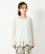 NHBGE54270 GIANNI LO GIUDICE(小さいサイズ)(メゾン ドゥ サンク) リネンからみ織りブラウス ブラウン