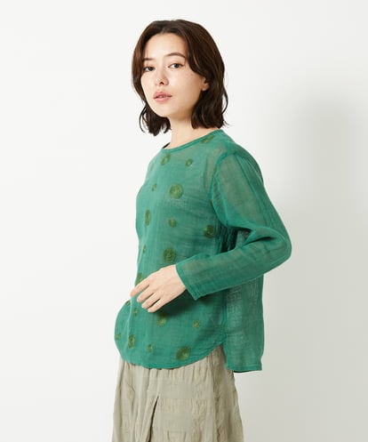 NHBGE58270 GIANNI LO GIUDICE(小さいサイズ) カラミ織りドット刺繍プルオーバーブラウス