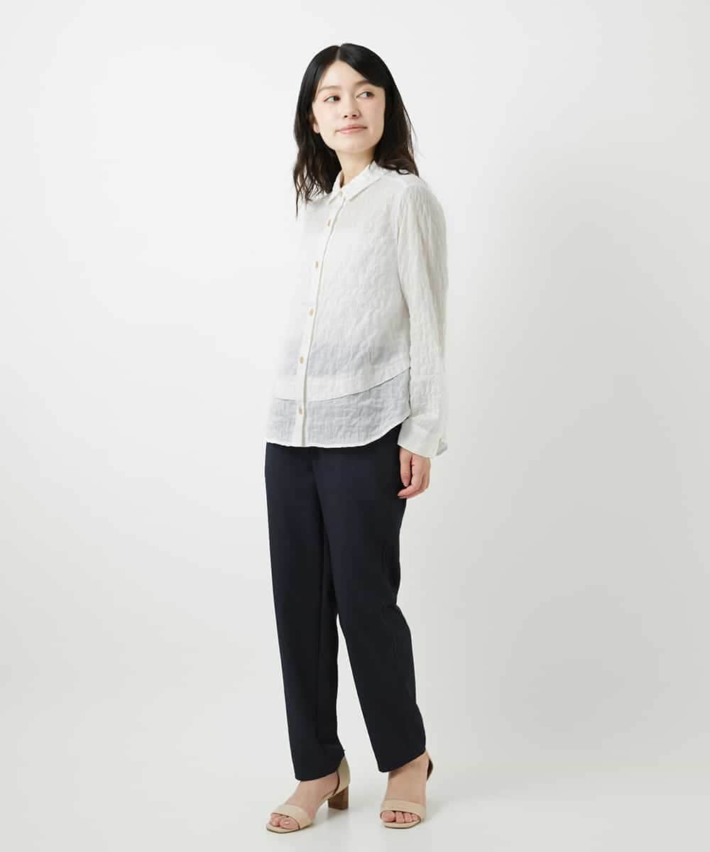 NHBGF90250 GIANNI LO GIUDICE(小さいサイズ)(メゾン ドゥ サンク) コットンシャーリングブラウス ネイビー