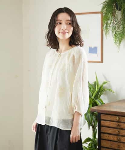 NHBGF93290 GIANNI LO GIUDICE(小さいサイズ) 楊柳フラワー刺しゅうブラウス