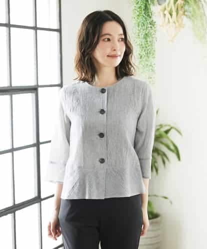 NHBHF80270 GIANNI LO GIUDICE(小さいサイズ) 綿麻ワッシャーペプラムデザインブラウス