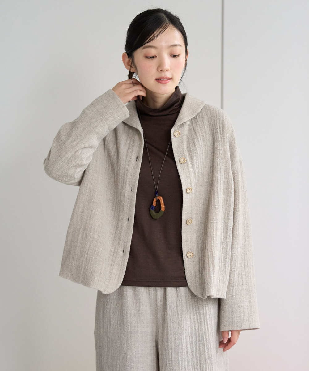 NHDAH46390 GIANNI LO GIUDICE(小さいサイズ)(メゾン ドゥ サンク) [セットアップ対応]ウールリファインガーゼジャケット ベージュ