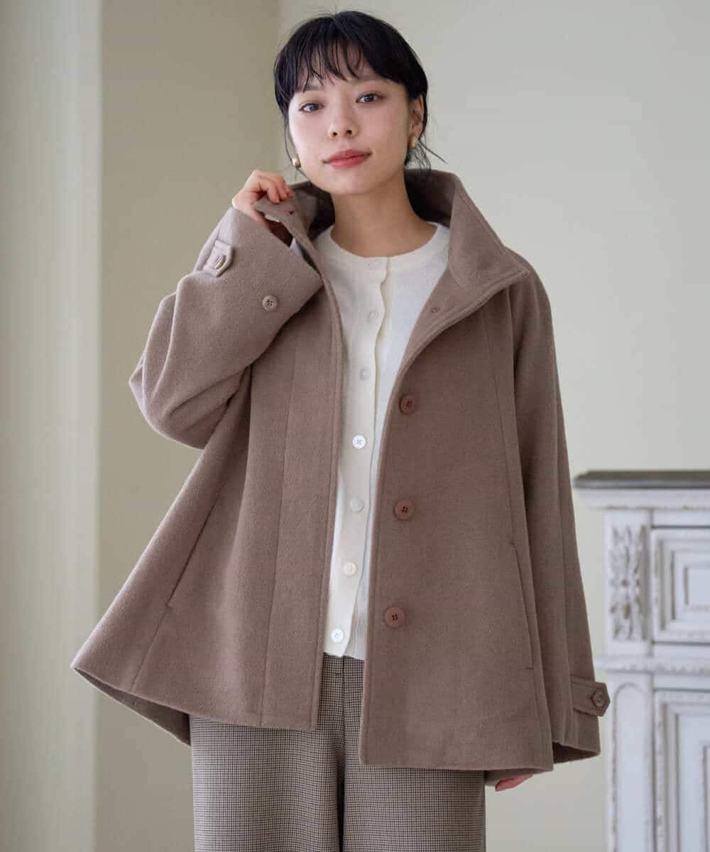NHDAI88790 GIANNI LO GIUDICE(小さいサイズ)(メゾン ドゥ サンク) アンゴラ混ウールショートコート ライトグレー