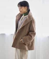 NHDAI88790 GIANNI LO GIUDICE(小さいサイズ)(メゾン ドゥ サンク) アンゴラ混ウールショートコート ライトグレー