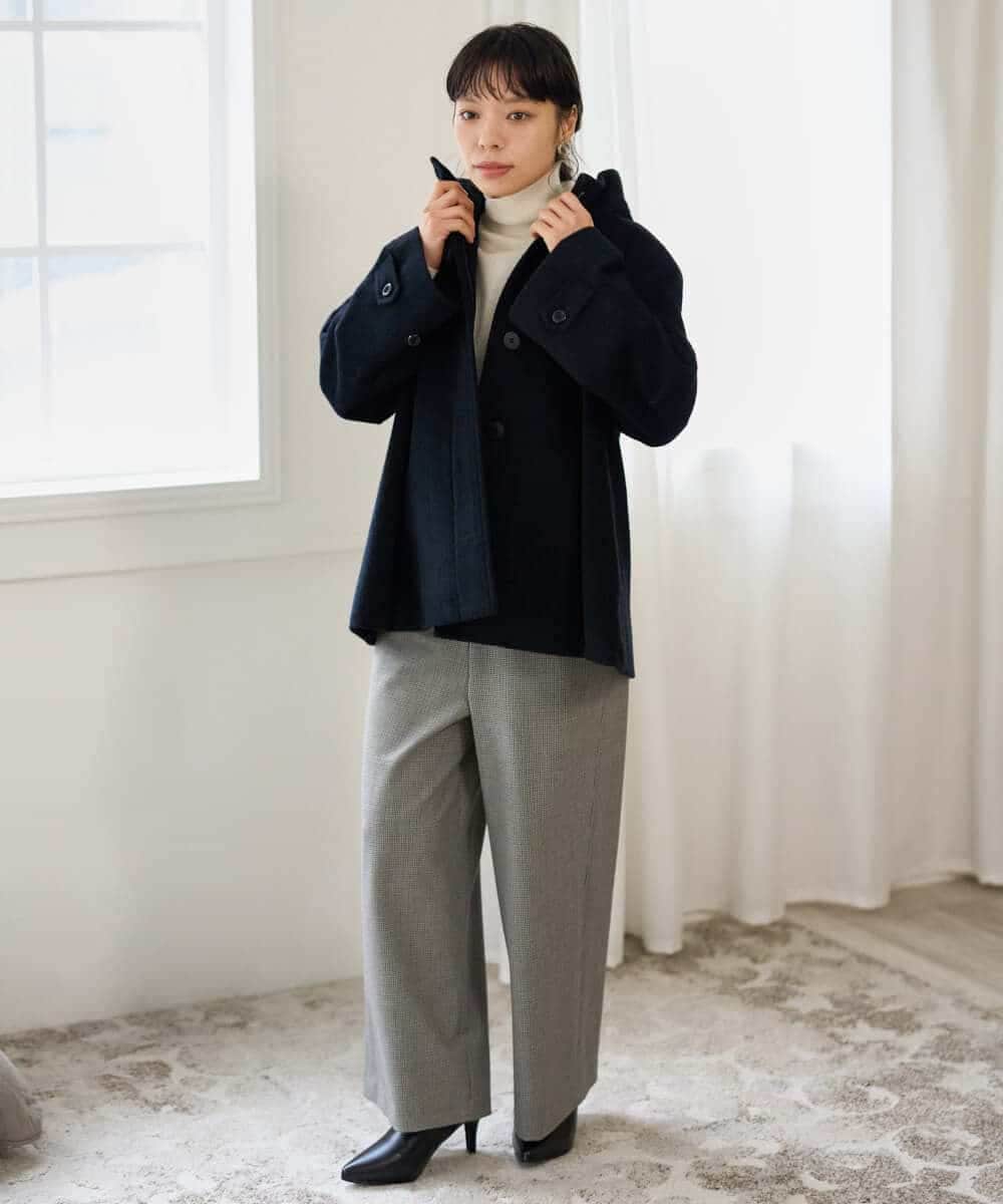 NHDAI88790 GIANNI LO GIUDICE(小さいサイズ)(メゾン ドゥ サンク) アンゴラ混ウールショートコート ライトグレー