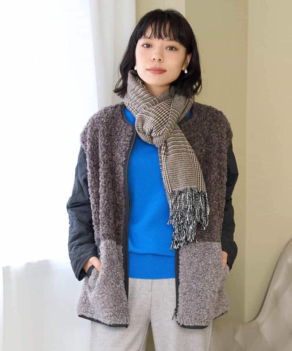 NHDAI89360 GIANNI LO GIUDICE(小さいサイズ)(メゾン ドゥ サンク) プードルボアフーデッドブルゾン ベージュ