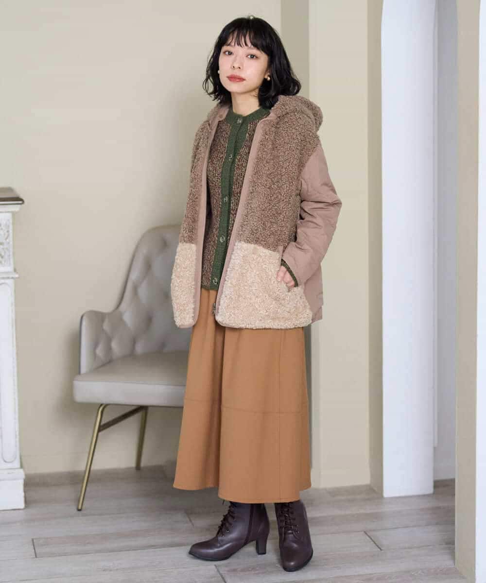 NHDAI89360 GIANNI LO GIUDICE(小さいサイズ)(メゾン ドゥ サンク) プードルボアフーデッドブルゾン ベージュ