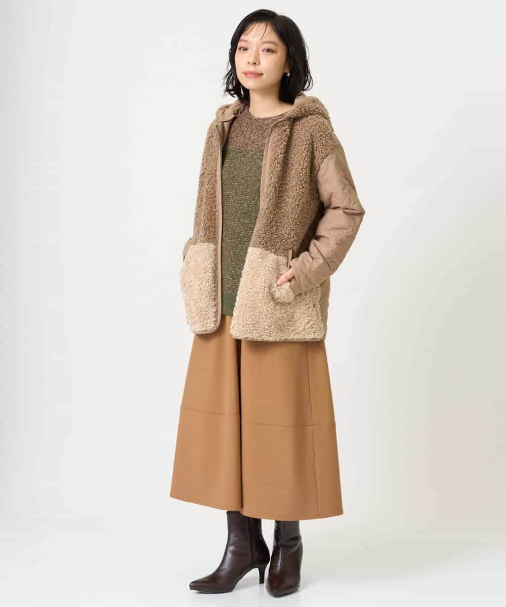 NHDAI89360 GIANNI LO GIUDICE(小さいサイズ)(メゾン ドゥ サンク) プードルボアフーデッドブルゾン ベージュ