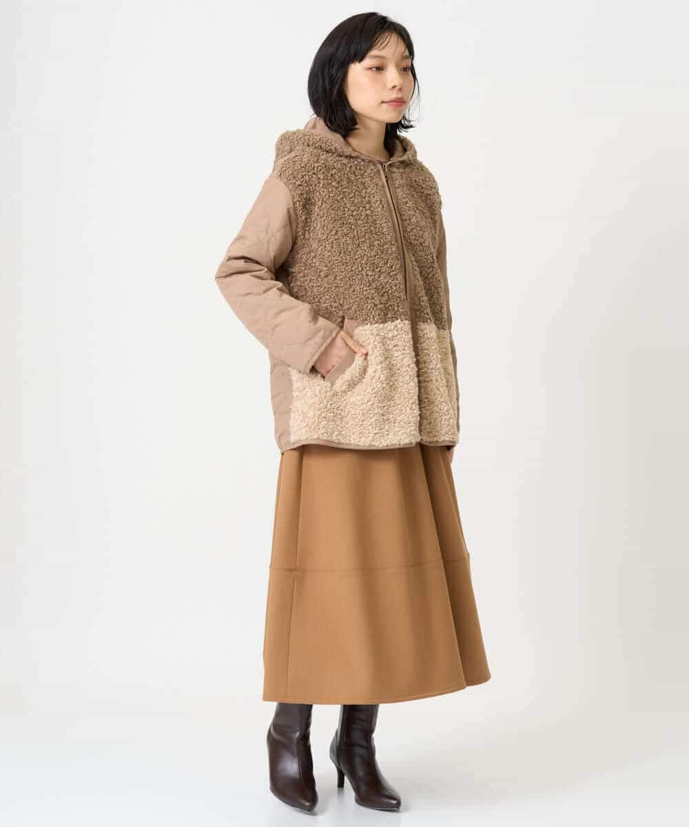 NHDAI89360 GIANNI LO GIUDICE(小さいサイズ)(メゾン ドゥ サンク) プードルボアフーデッドブルゾン ベージュ