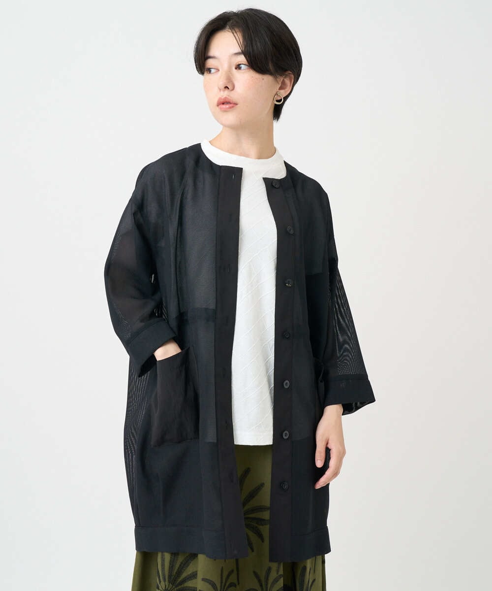 NHDGC83330 GIANNI LO GIUDICE(小さいサイズ)(メゾン ドゥ サンク) メッシュシアーチュニック丈羽織 ホワイト