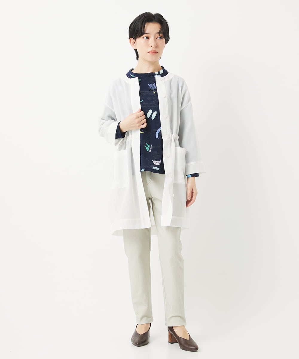 NHDGC83330 GIANNI LO GIUDICE(小さいサイズ)(メゾン ドゥ サンク) メッシュシアーチュニック丈羽織 ホワイト