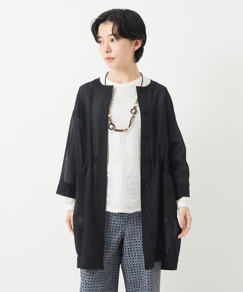 NHDGC83330 GIANNI LO GIUDICE(小さいサイズ)(メゾン ドゥ サンク) メッシュシアーチュニック丈羽織 ホワイト