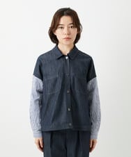 NHDGD20390 GIANNI LO GIUDICE(小さいサイズ)(メゾン ドゥ サンク) [セットアップ対応]スラブシャンブレーデニムブルゾン ネイビー