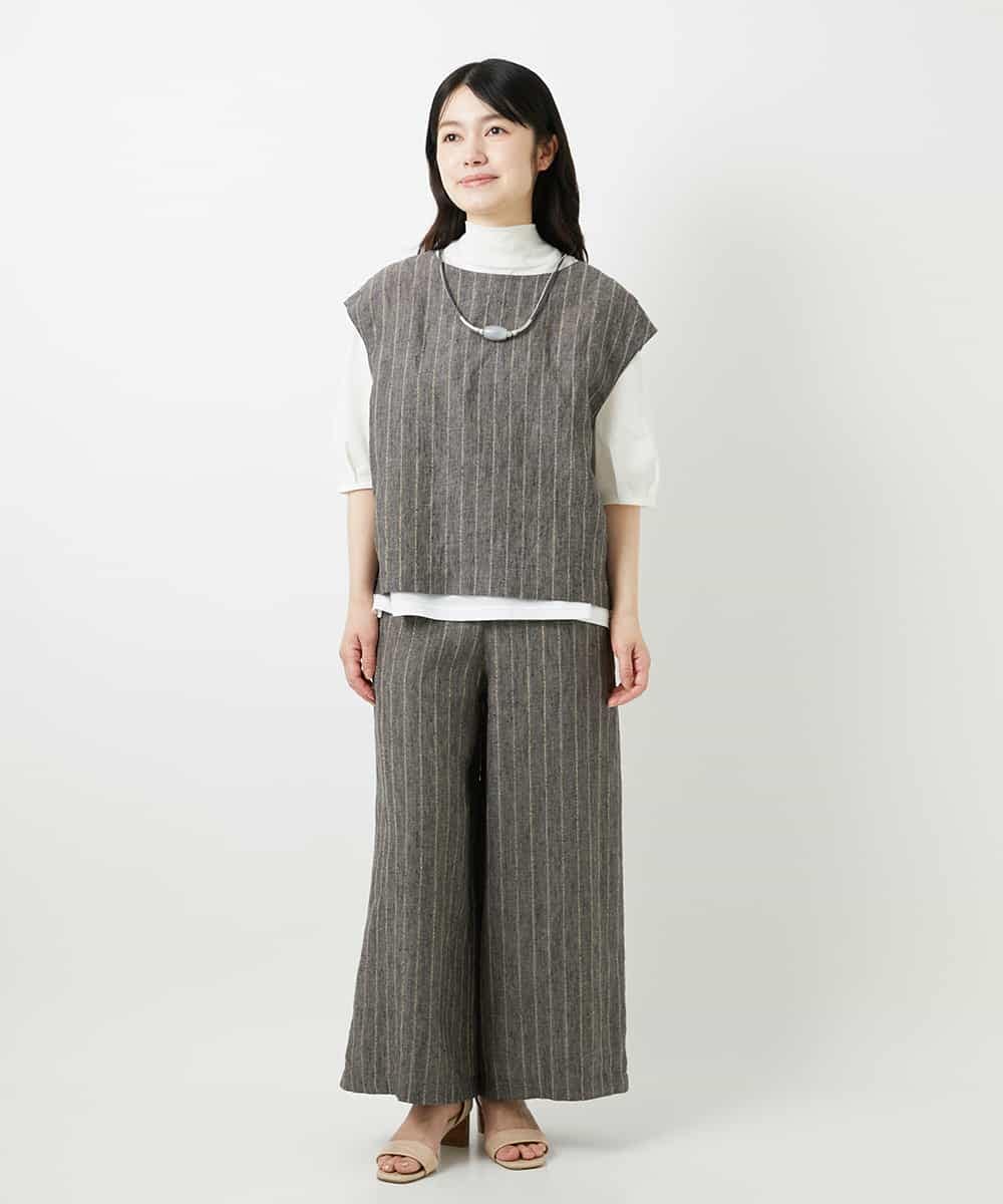 NHDGE51300 GIANNI LO GIUDICE(小さいサイズ)(メゾン ドゥ サンク) [セットアップ対応]リネンステッチストライプベスト ブラック