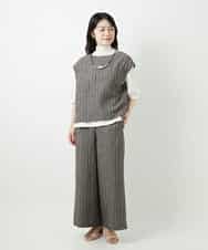 NHDGE51300 GIANNI LO GIUDICE(小さいサイズ)(メゾン ドゥ サンク) [セットアップ対応]リネンステッチストライプベスト ブラック