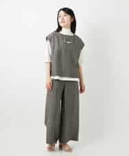 NHDGE51300 GIANNI LO GIUDICE(小さいサイズ)(メゾン ドゥ サンク) [セットアップ対応]リネンステッチストライプベスト ブラック