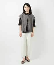 NHDGE51300 GIANNI LO GIUDICE(小さいサイズ)(メゾン ドゥ サンク) [セットアップ対応]リネンステッチストライプベスト ブラック