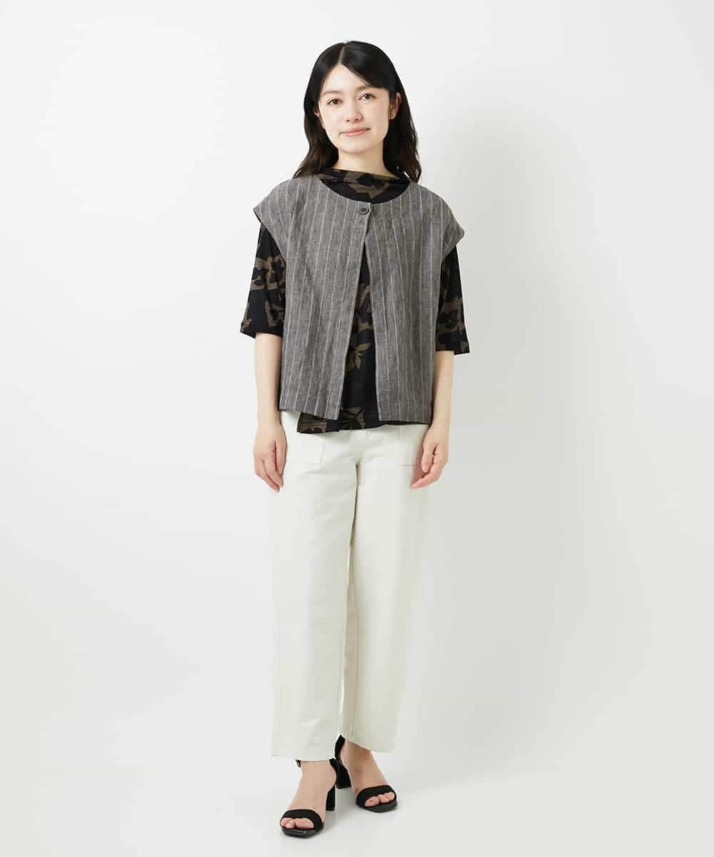 NHDGE51300 GIANNI LO GIUDICE(小さいサイズ)(メゾン ドゥ サンク) [セットアップ対応]リネンステッチストライプベスト ブラック