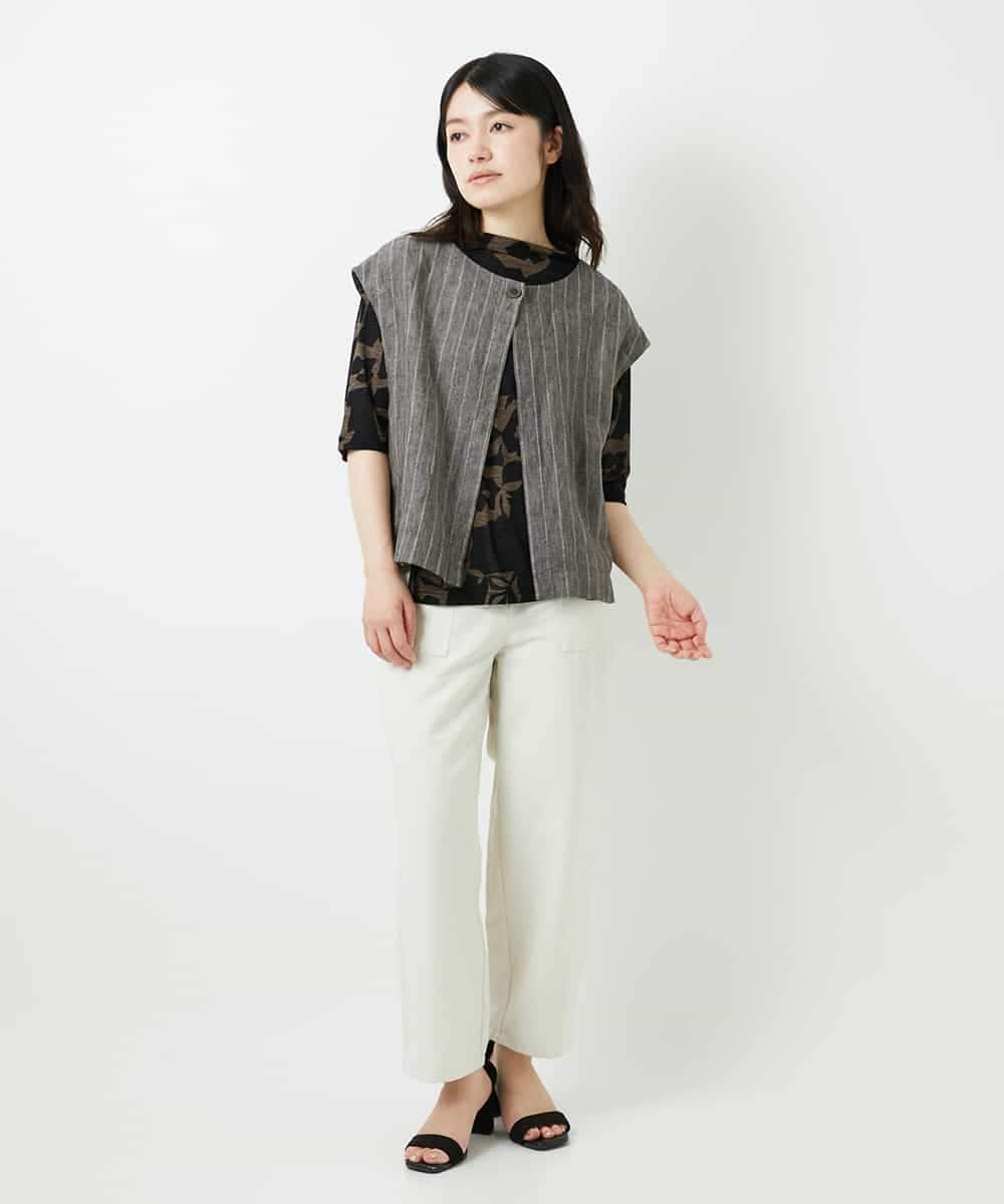 NHDGE51300 GIANNI LO GIUDICE(小さいサイズ)(メゾン ドゥ サンク) [セットアップ対応]リネンステッチストライプベスト ブラック
