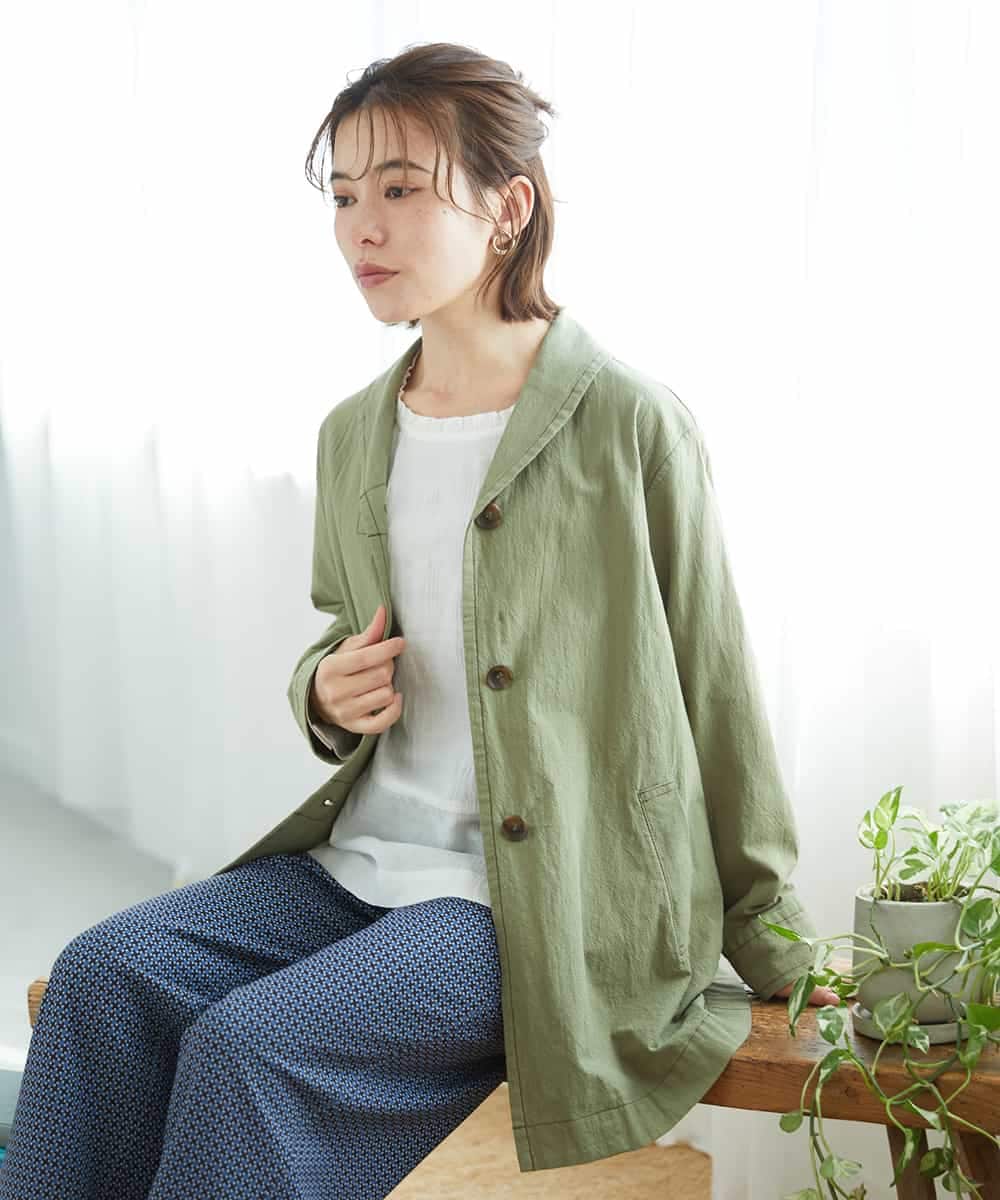 NHDGF26360 GIANNI LO GIUDICE(小さいサイズ)(メゾン ドゥ サンク) [セットアップ対応]コットンナチュラルワッシャージャケット グリーン