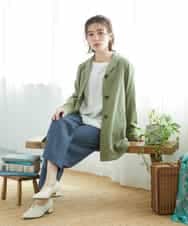 NHDGF26360 GIANNI LO GIUDICE(小さいサイズ)(メゾン ドゥ サンク) [セットアップ対応]コットンナチュラルワッシャージャケット グリーン
