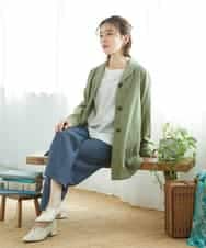NHDGF26360 GIANNI LO GIUDICE(小さいサイズ)(メゾン ドゥ サンク) [セットアップ対応]コットンナチュラルワッシャージャケット グリーン