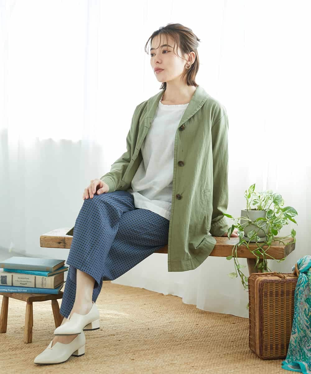 NHDGF26360 GIANNI LO GIUDICE(小さいサイズ)(メゾン ドゥ サンク) [セットアップ対応]コットンナチュラルワッシャージャケット グリーン