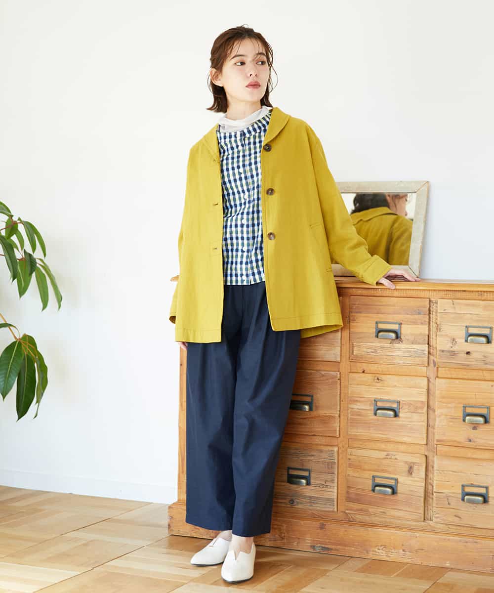 NHDGF26360 GIANNI LO GIUDICE(小さいサイズ)(メゾン ドゥ サンク) [セットアップ対応]コットンナチュラルワッシャージャケット グリーン