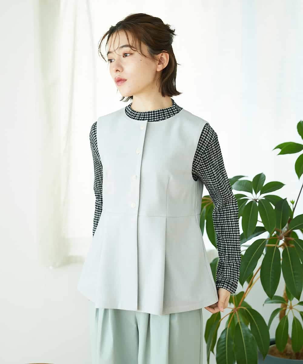 NHDGF89260 GIANNI LO GIUDICE(小さいサイズ)(メゾン ドゥ サンク) [セットアップ対応]リネンライクノーカラージレ ライトグレー