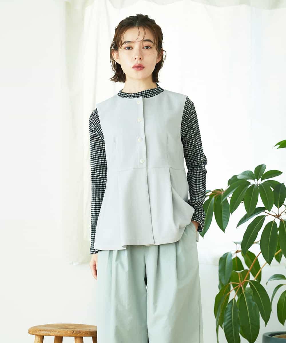 NHDGF89260 GIANNI LO GIUDICE(小さいサイズ)(メゾン ドゥ サンク) [セットアップ対応]リネンライクノーカラージレ ライトグレー